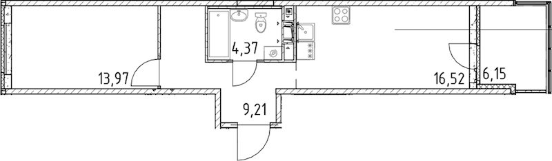 1-комнатная квартира 44.07 м², 10/17 эт., ЖК «Город Первых»